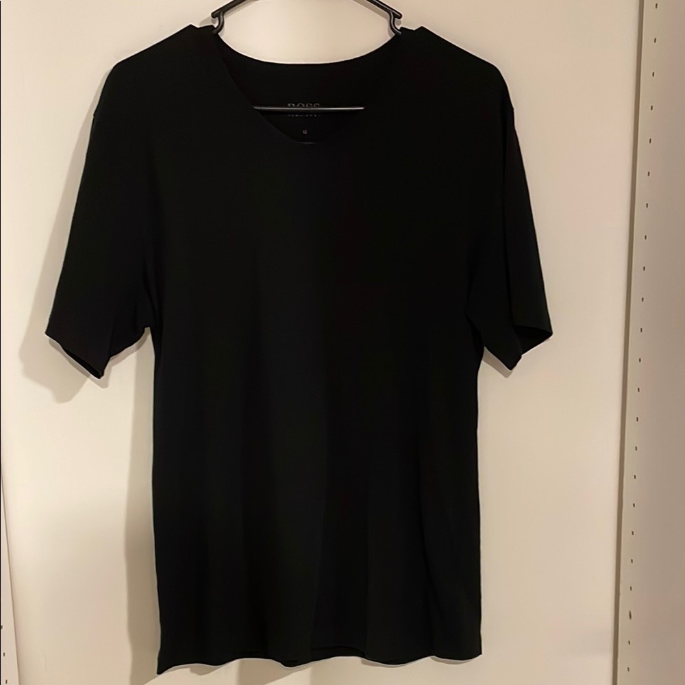 Hugo Boss Men’s Black Short Sleeve Embroidered Logo Slim T-Shirt Medium